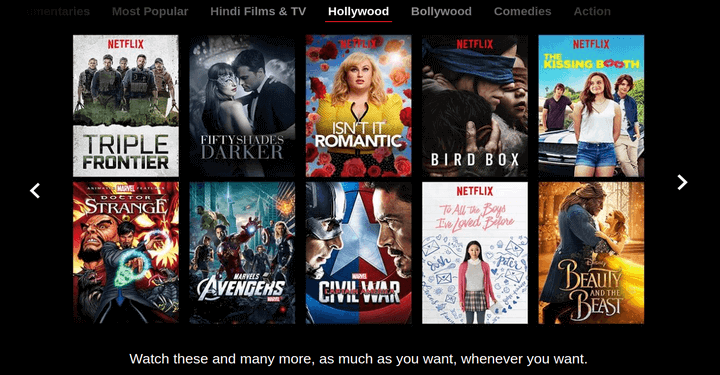 Unlimited access to movies and tv shows